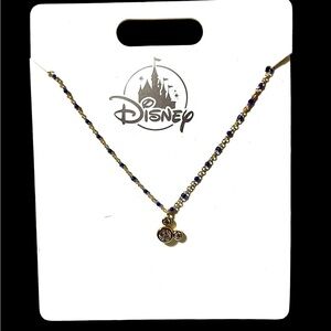 Disney Parks Mickey Rhinestone Necklace New With Tags Gold/Blue